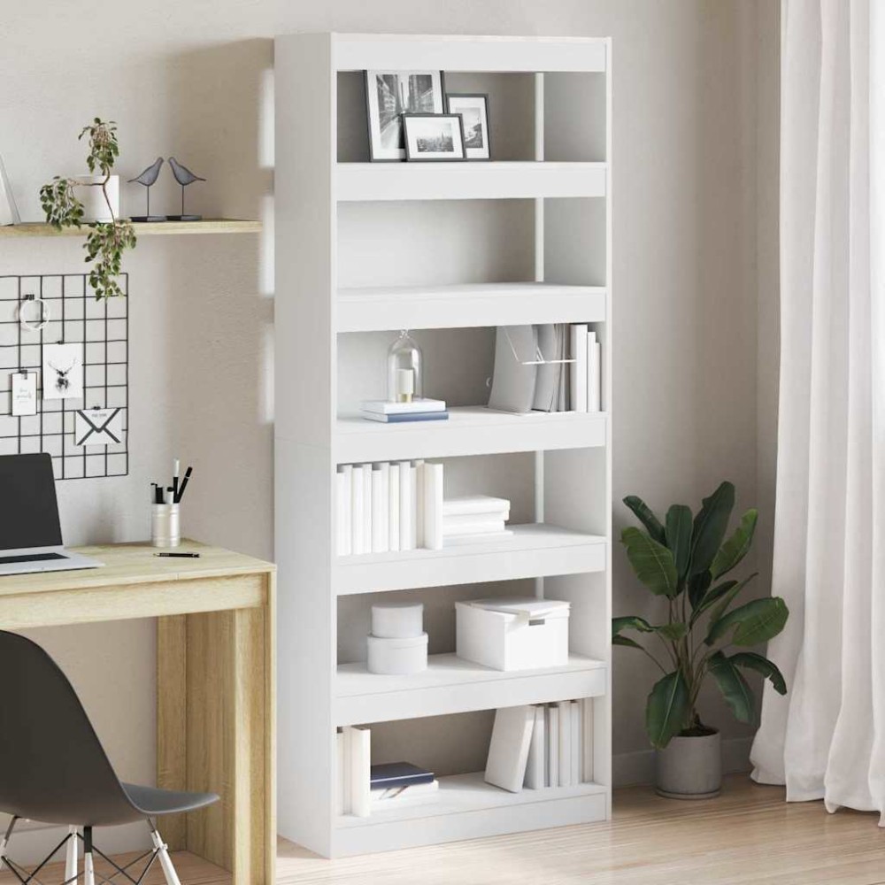 vidaXL Βιβλιοθήκη 6 επιπέδων 80 x 30 x 198 εκ Επεξεργασμένο Ξύλο Λευκό