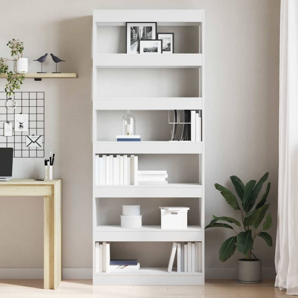 vidaXL Βιβλιοθήκη 6 επιπέδων 80 x 30 x 198 εκ Επεξεργασμένο Ξύλο Λευκό