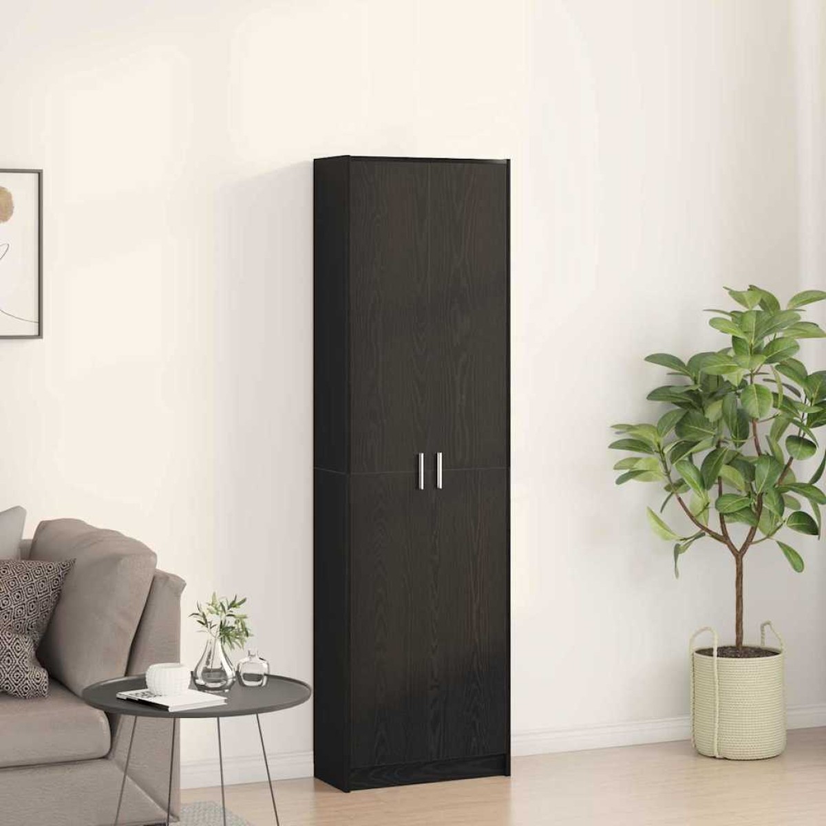 vidaXL Ντουλάπι Μαύρη Οξυά 55 x 25 x 189 εκ. Επεξεργασμένο Ξύλο