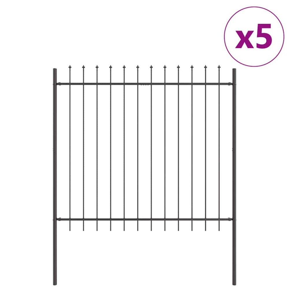 vidaXL Φράχτης Κήπου WOERDEN 5 τμχ. 8,5 x 1,5 μ Ατσάλι με Πούδρα Γκρι