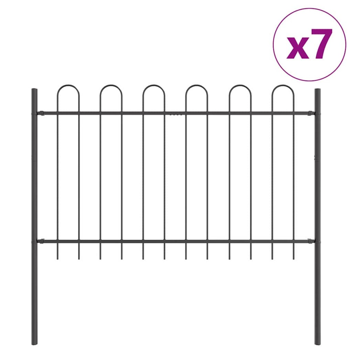 vidaXL Φράχτης Κήπου BOXTEL 7 τμχ. 11,9 x 0,8 μ Ατσάλι με Πούδρα Γκρι