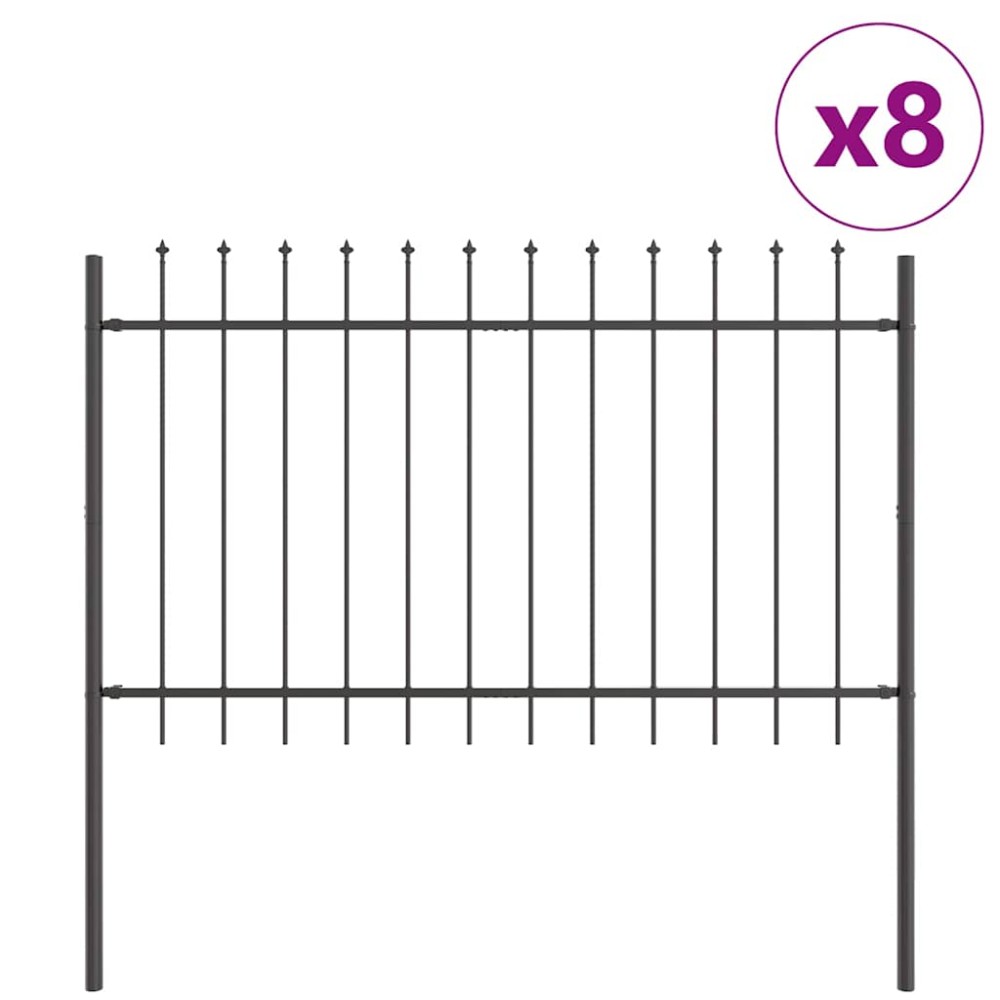 vidaXL Φράχτης Κήπου WOERDEN 8 τμχ. 13,6 x 1,2 μ Ατσάλι με Πούδρα Γκρι