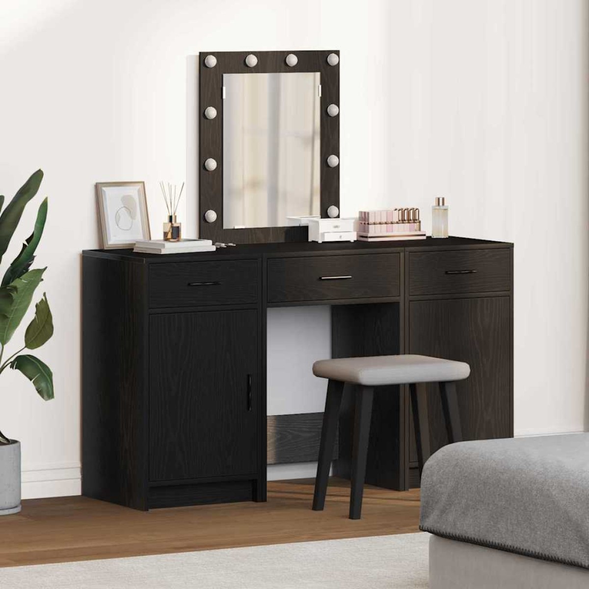 vidaXL Τραπέζι περιποίησης Μαύρο 50 x 41 x 135 εκ Επεξεργασμένο Ξύλο
