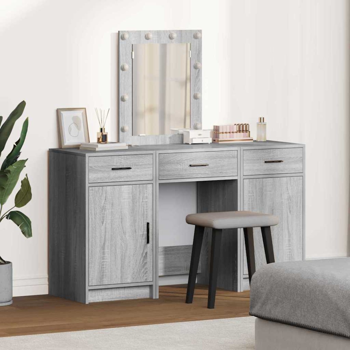 vidaXL Τραπέζι περιποίησης Γκρι 50 x 41 x 135 εκ Επεξεργασμένο Ξύλο