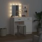 vidaXL Σετ Τραπέζι Ντυσίματος με LED 2 τμχ. Λευκό Επεξεργασμένο Ξύλο