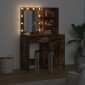 vidaXL Σετ Τραπέζι Ντυσίματος με LED 2 τμχ. Καπνιστό Δρύς