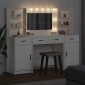 vidaXL Σετ Τραπέζι Ντυσίματος με LED 3 τμχ. Λευκό Επεξεργασμένο Ξύλο