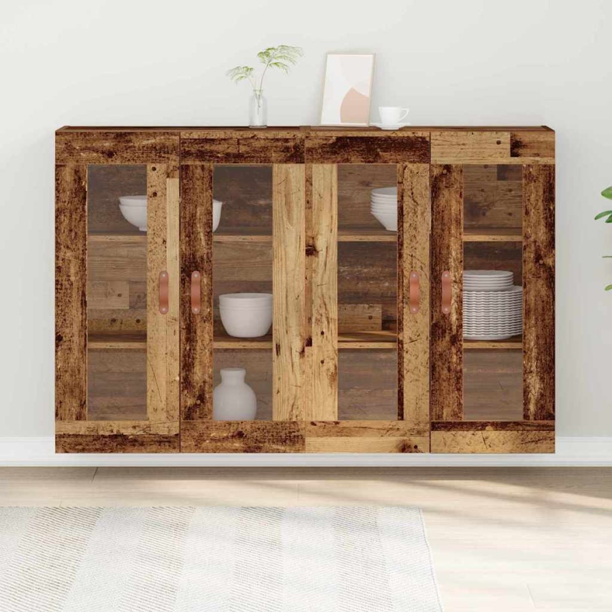 vidaXL Ντουλάπια Τοίχου 2 τμχ. Παλιό Ξύλο 69,5 x 34 x 90 εκ.