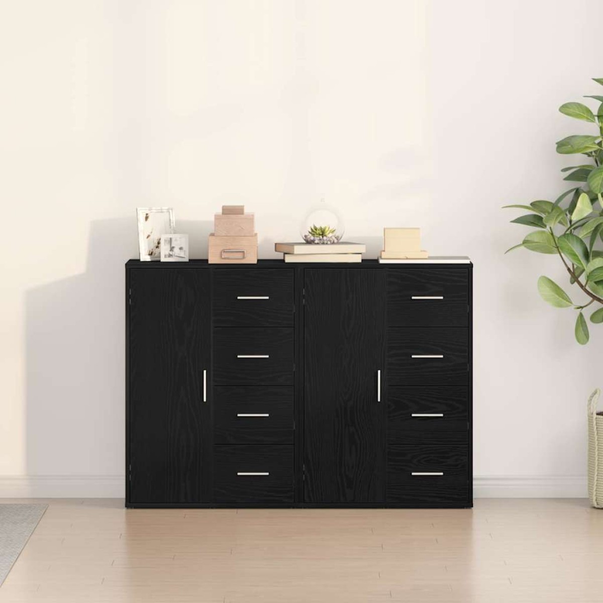 vidaXL Πλαϊνό γραφείο 2 τμχ. Μαύρη Οξυά 60 x 31 x 84 εκ.