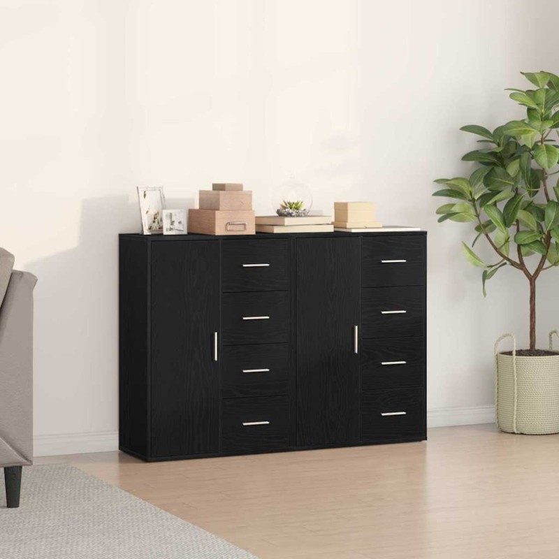 vidaXL Πλαϊνό γραφείο 2 τμχ. Μαύρη Οξυά 60 x 31 x 84 εκ.