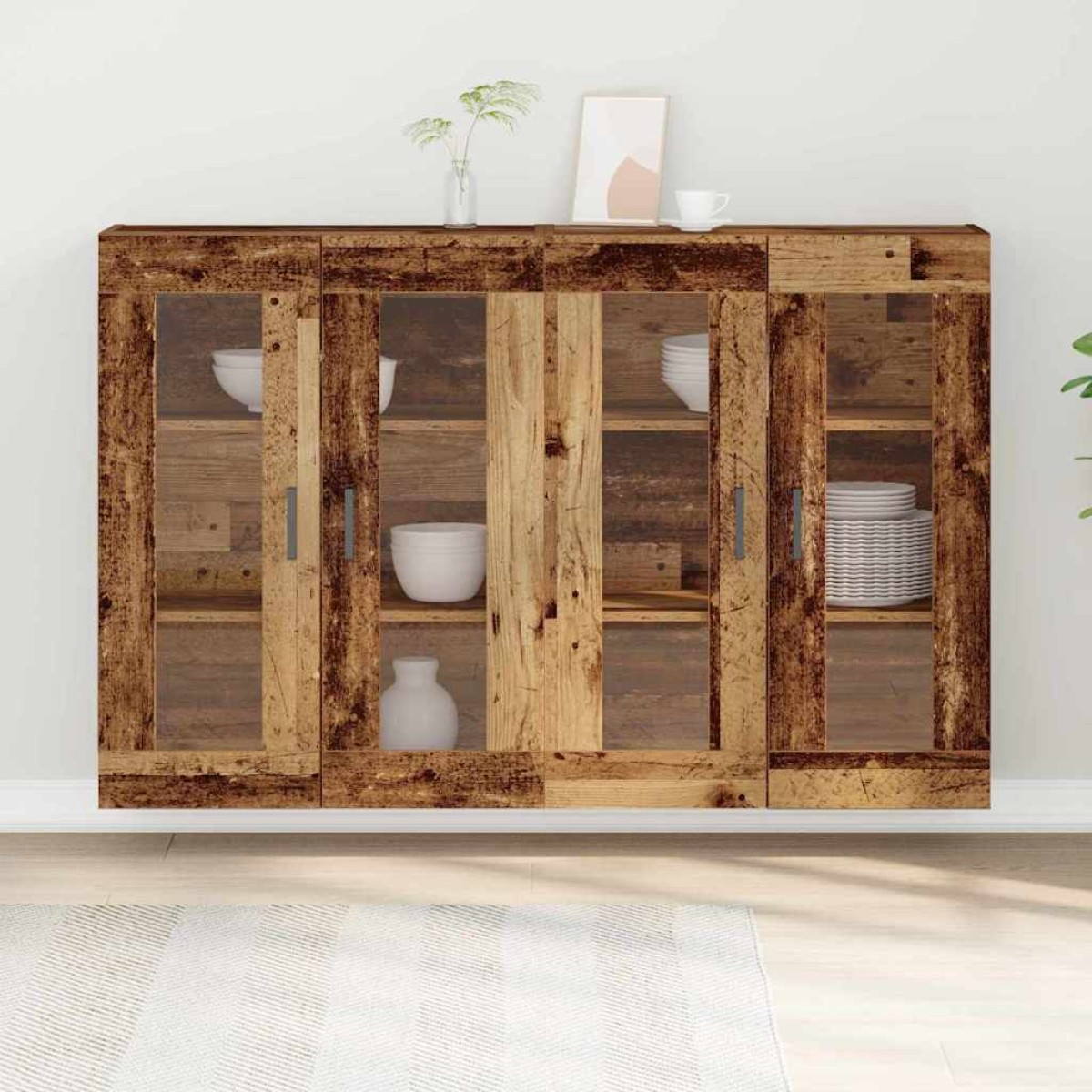 vidaXL Ντουλάπια Τοίχου 2 τμχ. Παλιό Ξύλο 69,5 x 34 x 90 εκ.