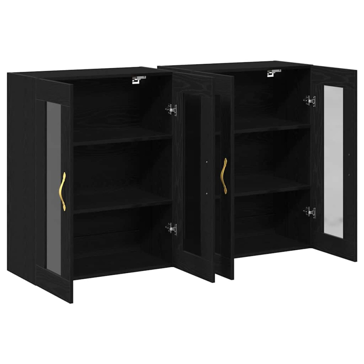vidaXL Ντουλάπια Τοίχου 2 τμχ. Μαύρη Οξυά 69,5 x 34 x 90 εκ.