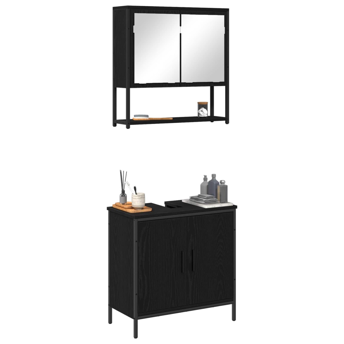 vidaXL Σετ Επίπλων Μπάνιου 2 τμχ. Μαύρο 60 x 30 x 60 cm