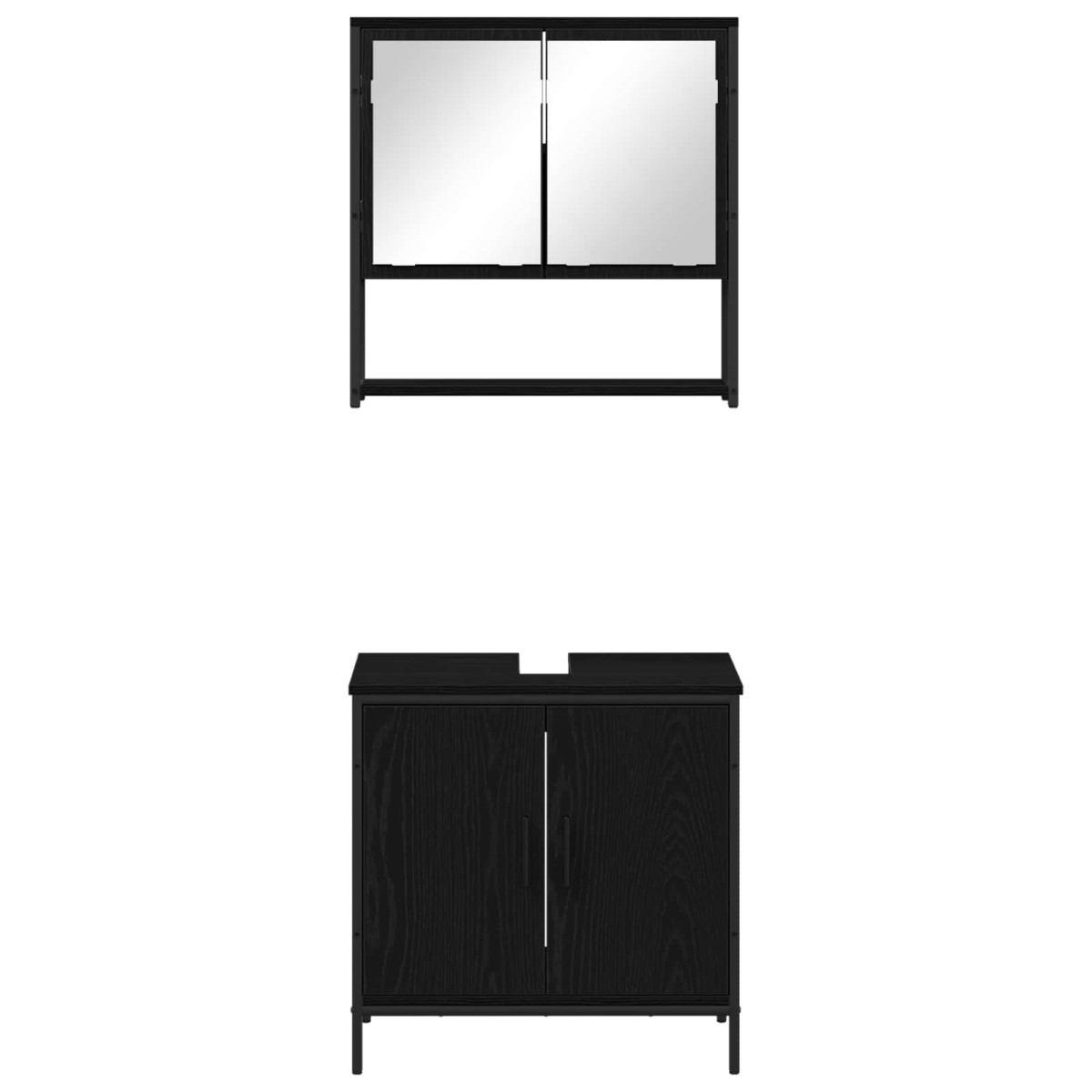 vidaXL Σετ Επίπλων Μπάνιου 2 τμχ. Μαύρο 60 x 30 x 60 cm
