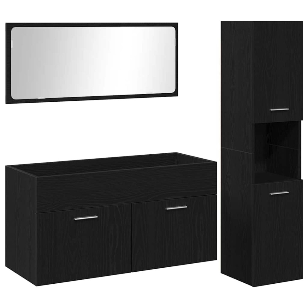 vidaXL Σετ Επίπλων Μπάνιου 3 τμχ. Μαύρη Οξυά 90 x 38,5 x 46 cm