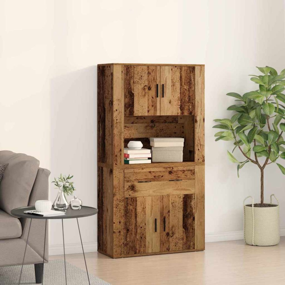 vidaXL Υψηλός Μπουφές Παλαιό ξύλο 80 x 33 x 150 εκ Επεξεργασμένο Ξύλο