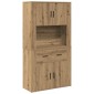 vidaXL Υψηλός Μπουφές artisan δρυς 80 x 33 x 150 εκ Επεξεργασμένο Ξύλο