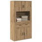 vidaXL Υψηλός Μπουφές artisan δρυς 80 x 33 x 150 εκ Επεξεργασμένο Ξύλο