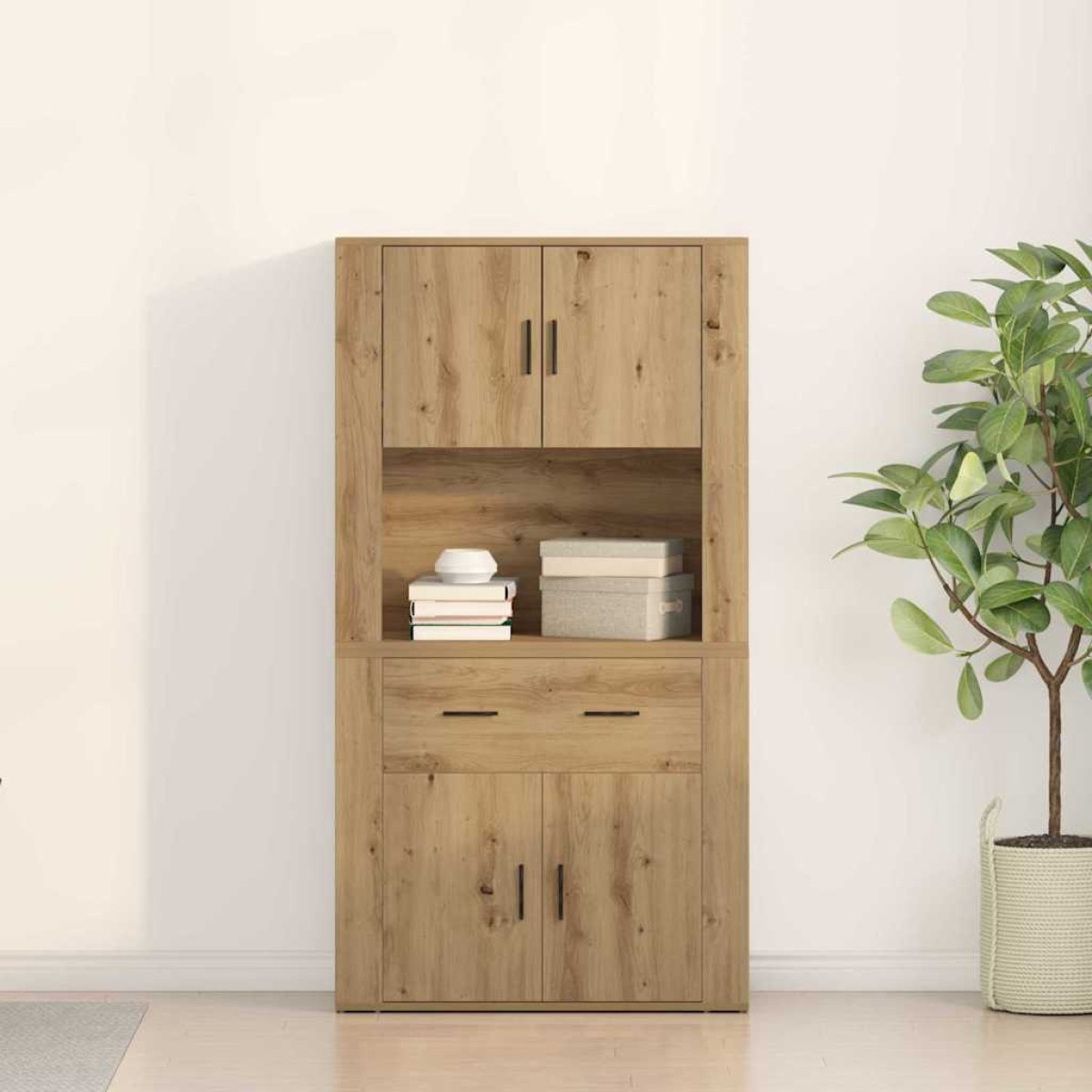 vidaXL Υψηλός Μπουφές artisan δρυς 80 x 33 x 150 εκ Επεξεργασμένο Ξύλο