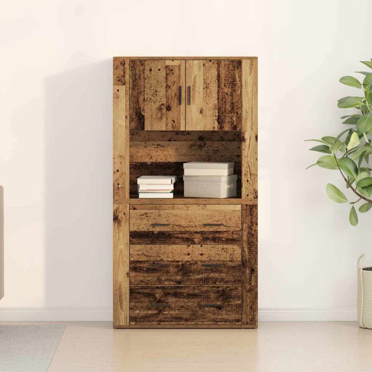 vidaXL Highboard Παλιό ξύλο 80 x 33 x 150 εκ Επεξεργασμένο Ξύλο