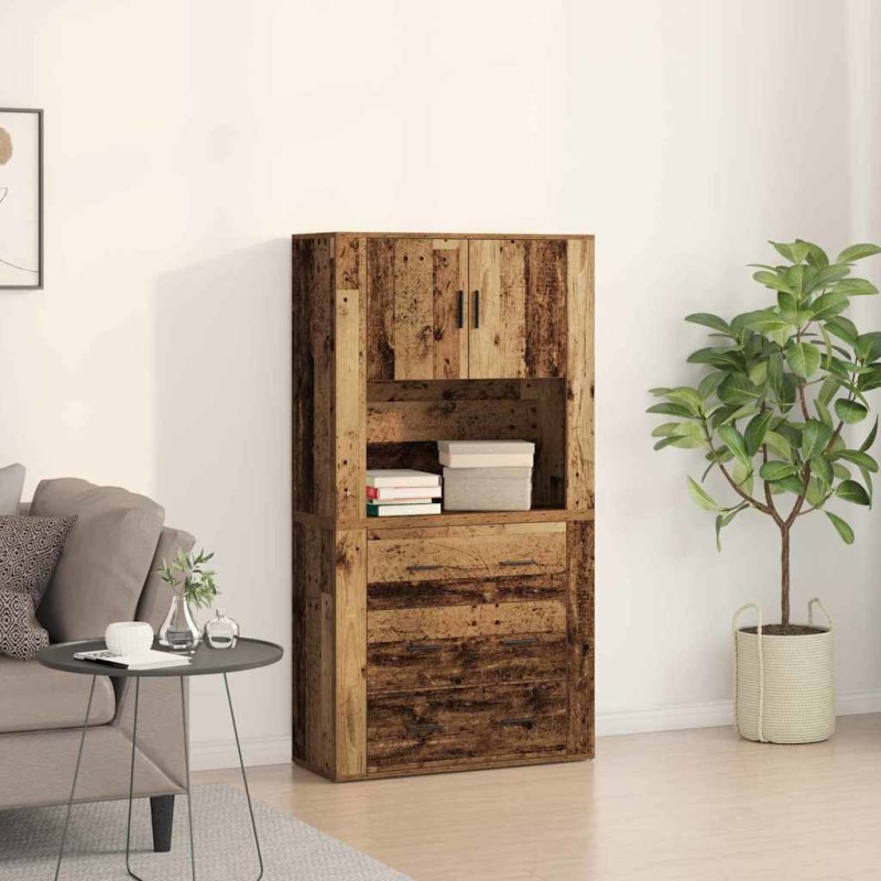 vidaXL Highboard Παλιό ξύλο 80 x 33 x 150 εκ Επεξεργασμένο Ξύλο
