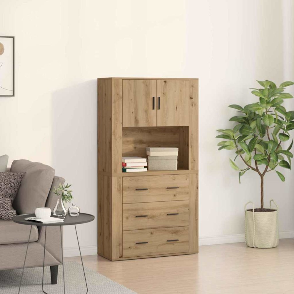 vidaXL Highboard Artisan Oak 80 x 33 x 150 εκ Επεξεργασμένο Ξύλο