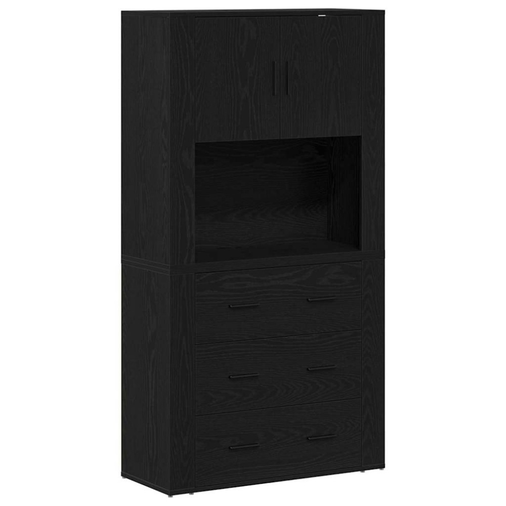 vidaXL Highboard Μαύρη Οξυά 80 x 33 x 150 εκ Επεξεργασμένο Ξύλο