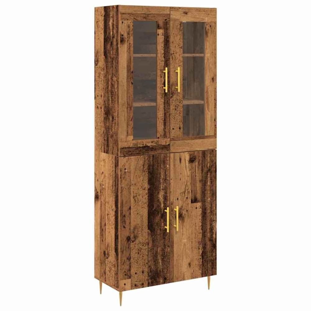 vidaXL Highboard 2 τμχ. Παλιό ξύλο 69,5 x 34 x 180 εκ.