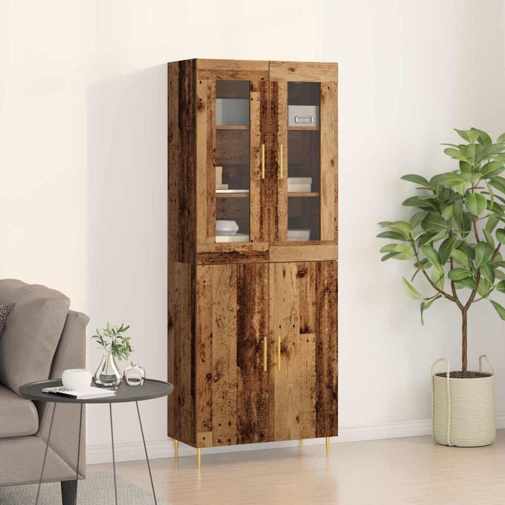 vidaXL Highboard 2 τμχ. Παλιό ξύλο 69,5 x 34 x 180 εκ.