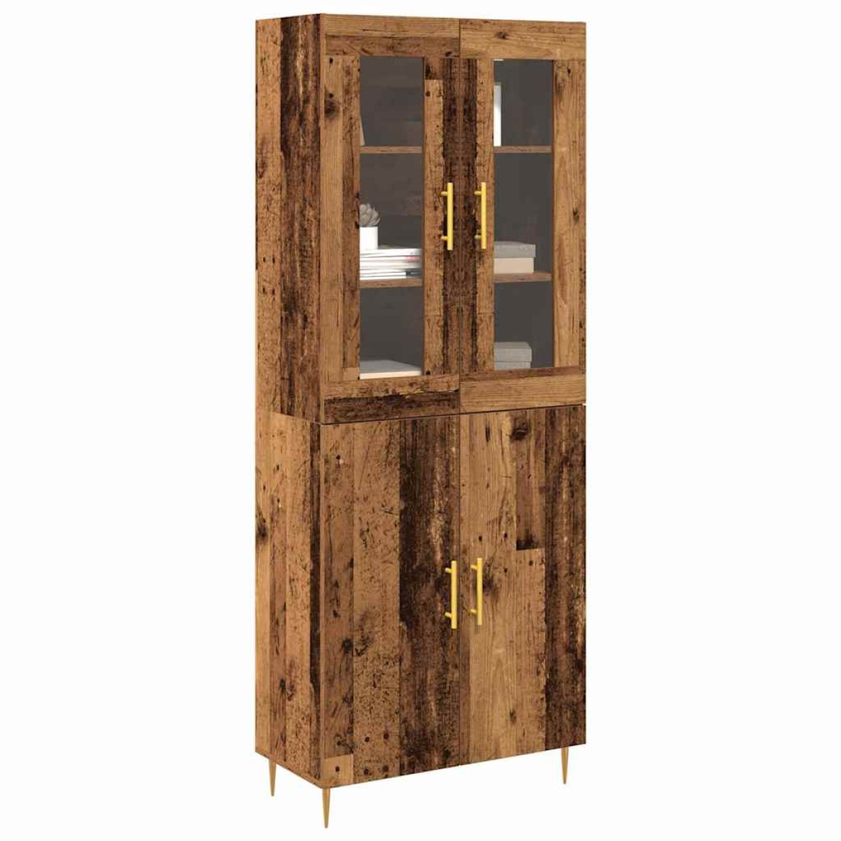 vidaXL Highboard 2 τμχ. Παλιό ξύλο 69,5 x 34 x 180 εκ.