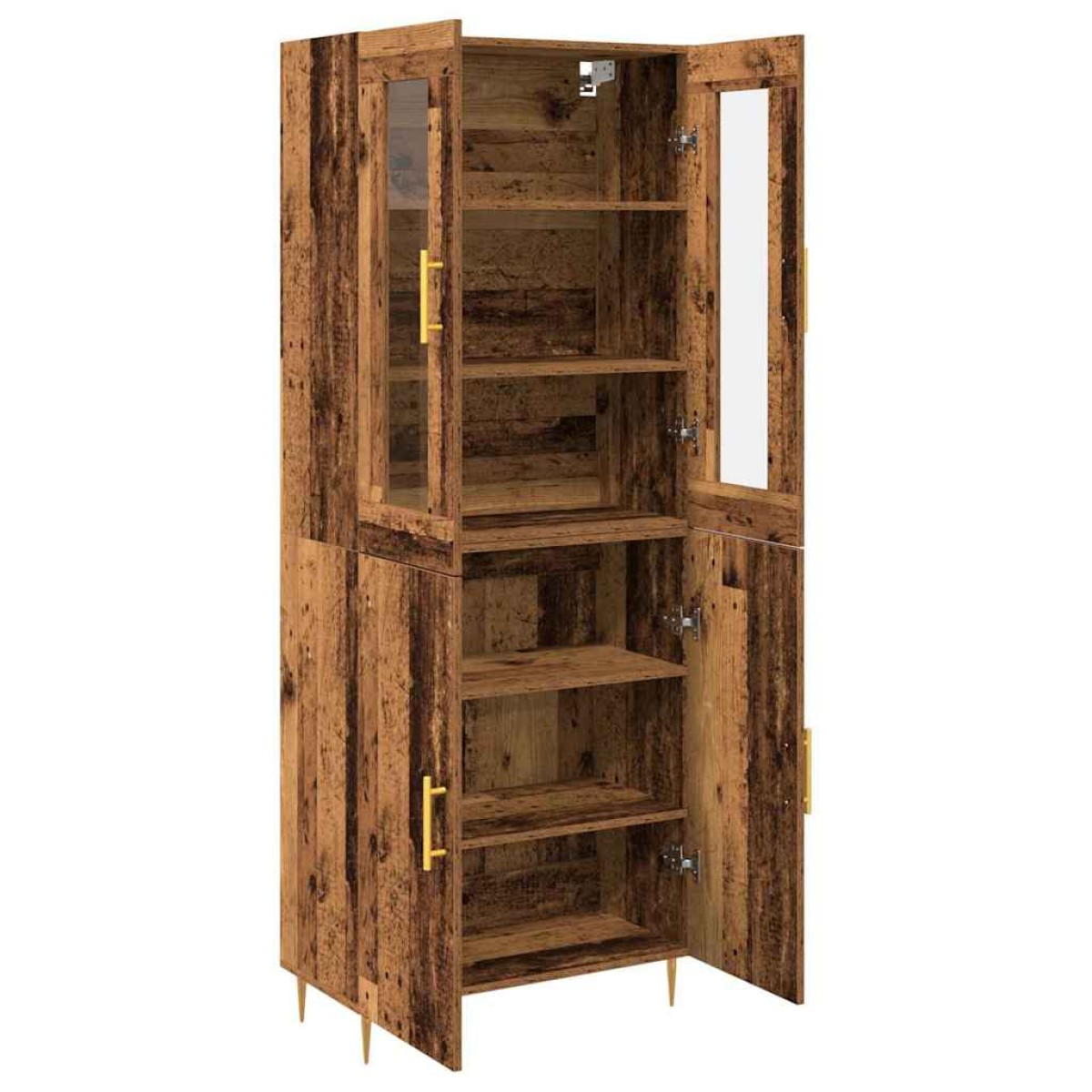 vidaXL Highboard 2 τμχ. Παλιό ξύλο 69,5 x 34 x 180 εκ.