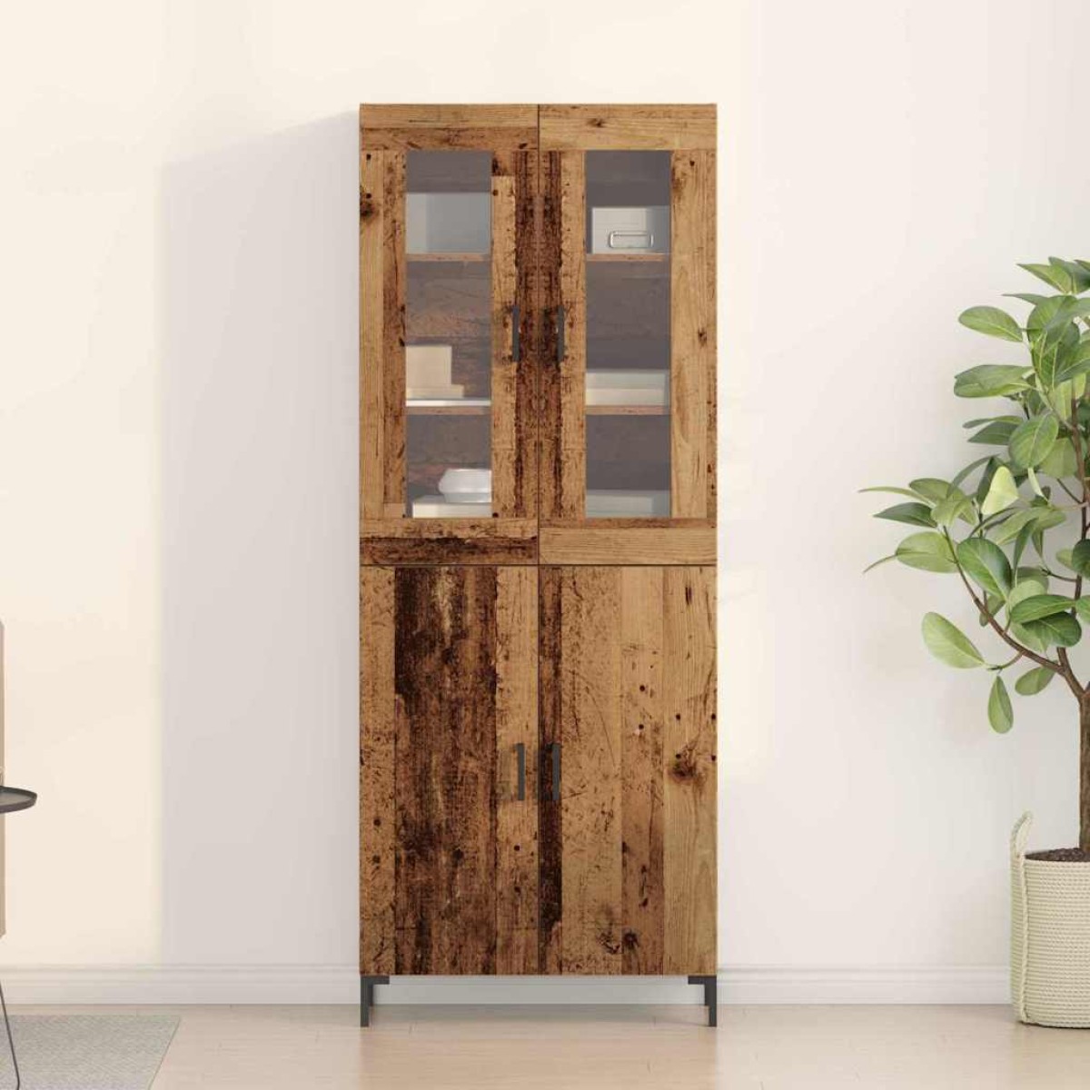 vidaXL Highboard 2 τμχ. Παλαιό ξύλο 69,5 x 34 x 180 εκ.