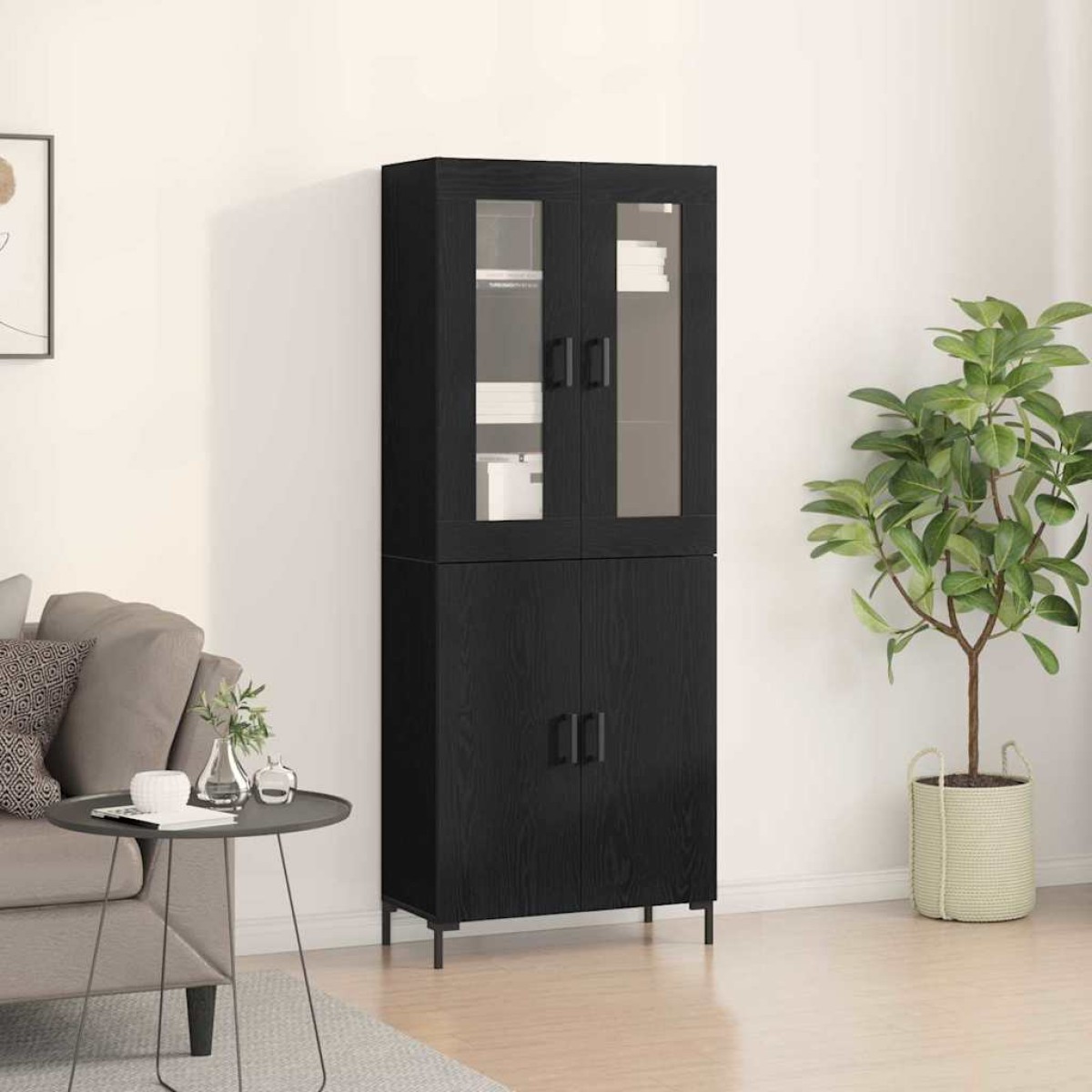 vidaXL Highboard 2 τμχ. Μαύρη δρυς 69,5 x 34 x 180 εκ.