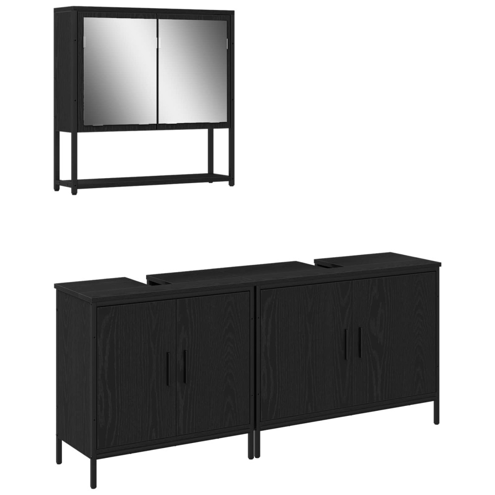 vidaXL Σετ Επίπλων Μπάνιου 3 τμχ. Μαύρο 80 x 30 x 60 cm