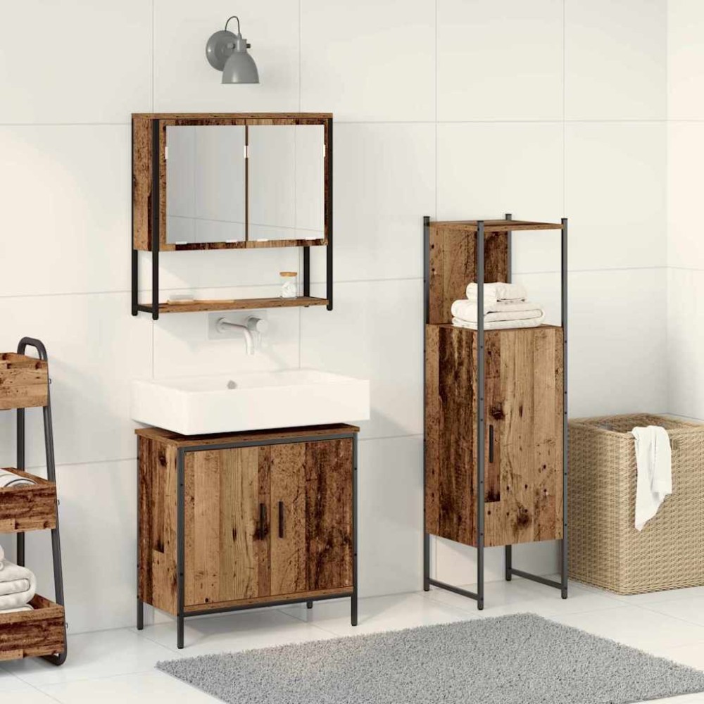 vidaXL Σετ Επίπλων Μπάνιου 3 τμχ. Καφέ 33 x 33 x 113,5 εκ
