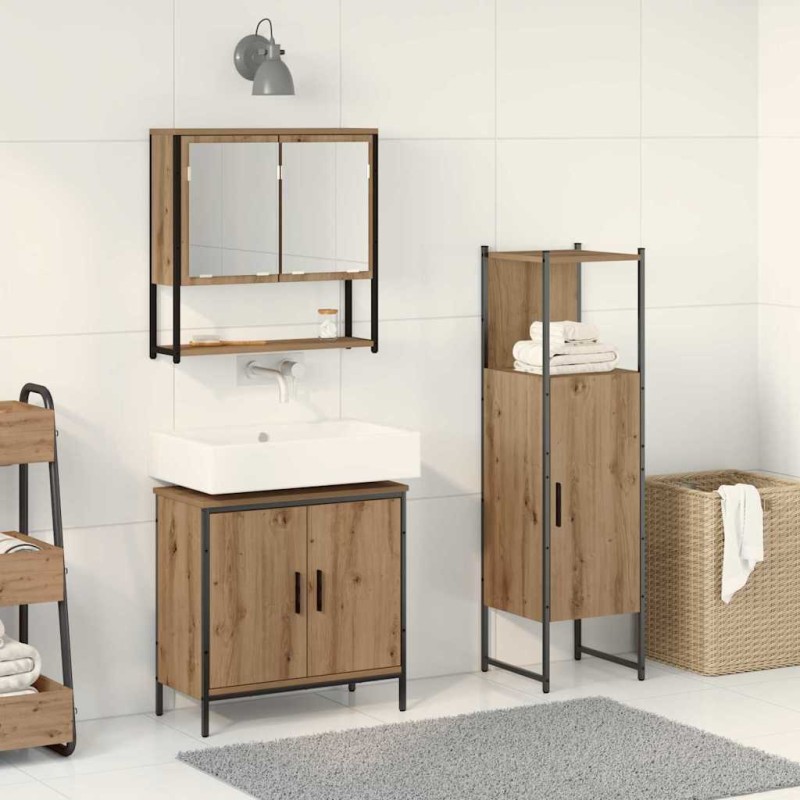 vidaXL Σετ Επίπλων Μπάνιου 3 τμχ. Καφέ 33 x 33 x 113,5 εκ