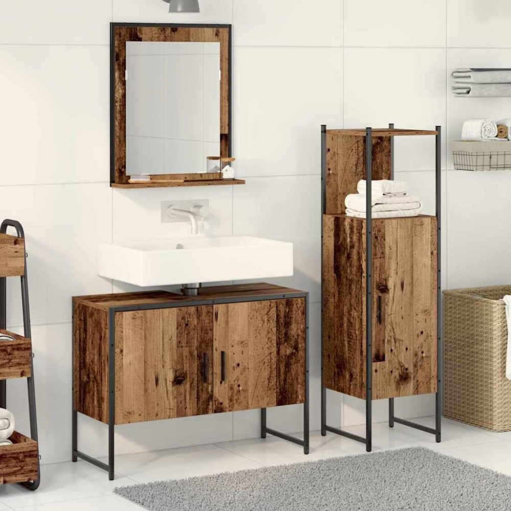 vidaXL Σετ Επίπλων Μπάνιου 3 τμχ. Καφέ 33 x 33 x 113.5 εκ