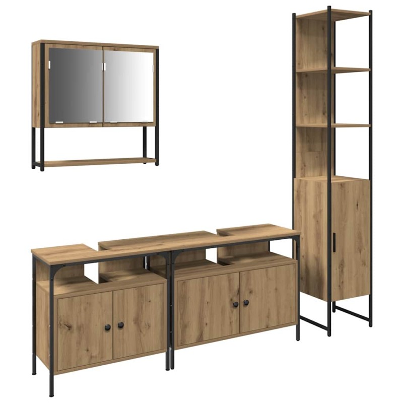 vidaXL Σετ Επίπλων Μπάνιου 4 τεμ. Artisan Oak Επεξεργασμένο Ξύλο