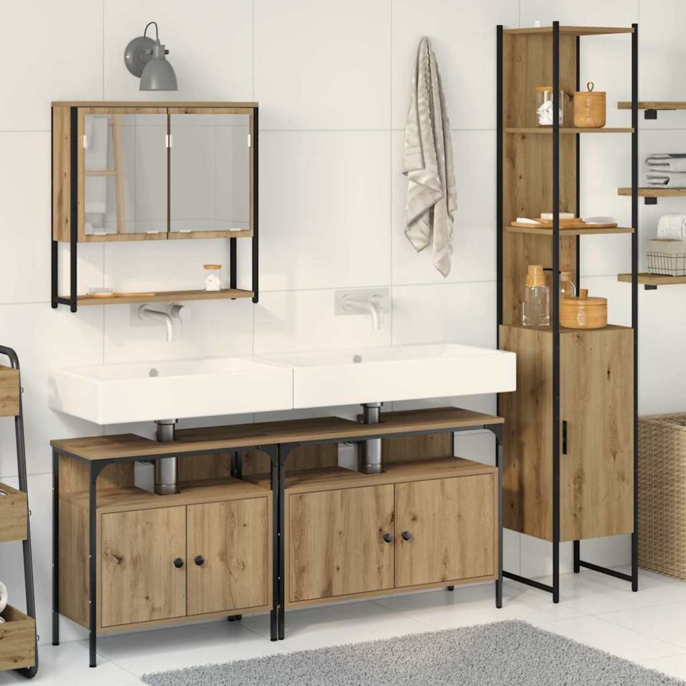 vidaXL Σετ Επίπλων Μπάνιου 4 τεμ. Artisan Oak Επεξεργασμένο Ξύλο