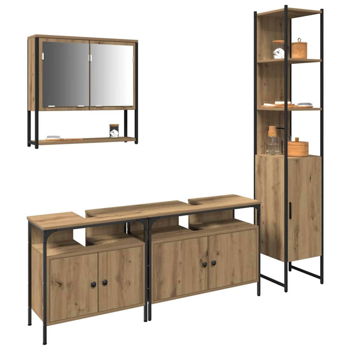 vidaXL Σετ Επίπλων Μπάνιου 4 τεμ. Artisan Oak Επεξεργασμένο Ξύλο