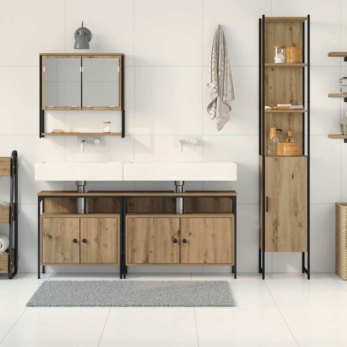vidaXL Σετ Επίπλων Μπάνιου 4 τεμ. Artisan Oak Επεξεργασμένο Ξύλο