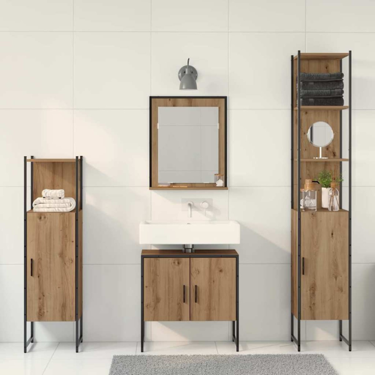 vidaXL Σετ Επίπλων Μπάνιου 4 τμχ. Καφέ 33 x 33 x 185,5 εκ