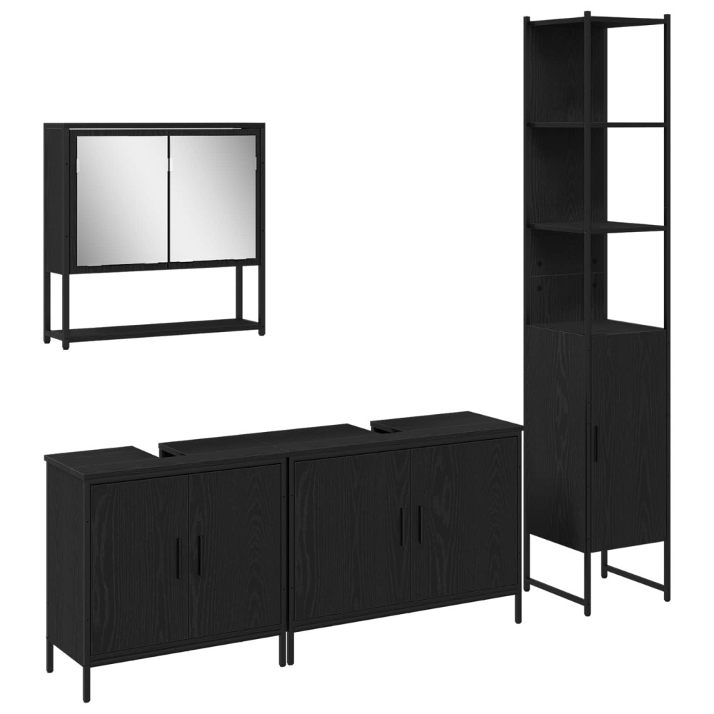 vidaXL Σετ Επίπλων Μπάνιου 4 τμχ. Μαύρο 33 x 33 x 185,5 εκ