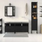 vidaXL Σετ Επίπλων Μπάνιου 4 τμχ. Μαύρη Οξυά 33 x 33 x 185,5 εκ