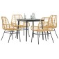 vidaXL Σετ Τραπεζαρίας Κήπου 5 τεμαχίων από Καφέ Πολυεστέρα Ρατάν