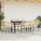 vidaXL Σετ Τραπεζαρίας Κήπου 5 Τεμ. Καφέ Συνθ.Ρατάν/Γυαλί με Μαξιλάρια