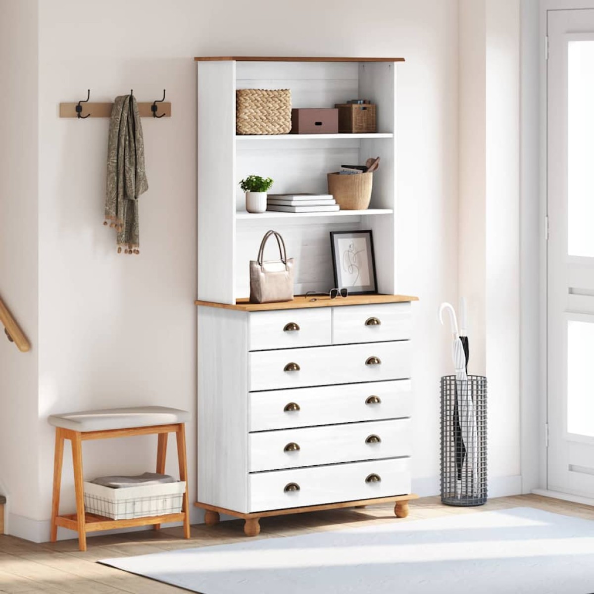 vidaXL Κλουβί ASKIM Λευκό 91 x 40 x 200,5 εκ Στερεά ξυλεία πεύκου