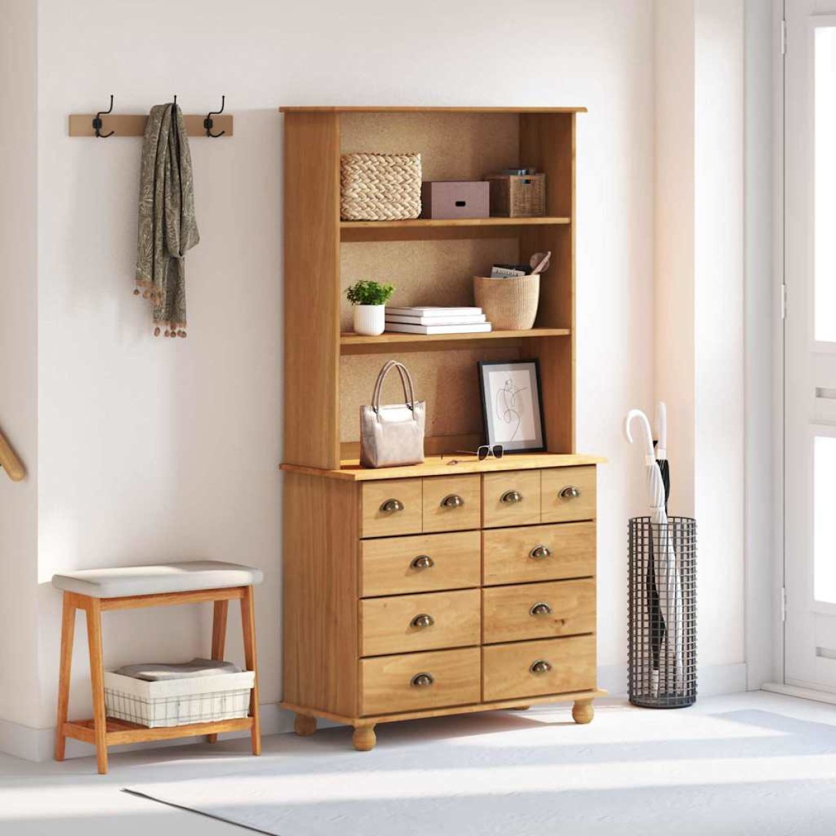 vidaXL Κλουβί ASKIM Κερί Μέλι 91 x 40 x 184 εκ. Στερεά ξυλεία πεύκου