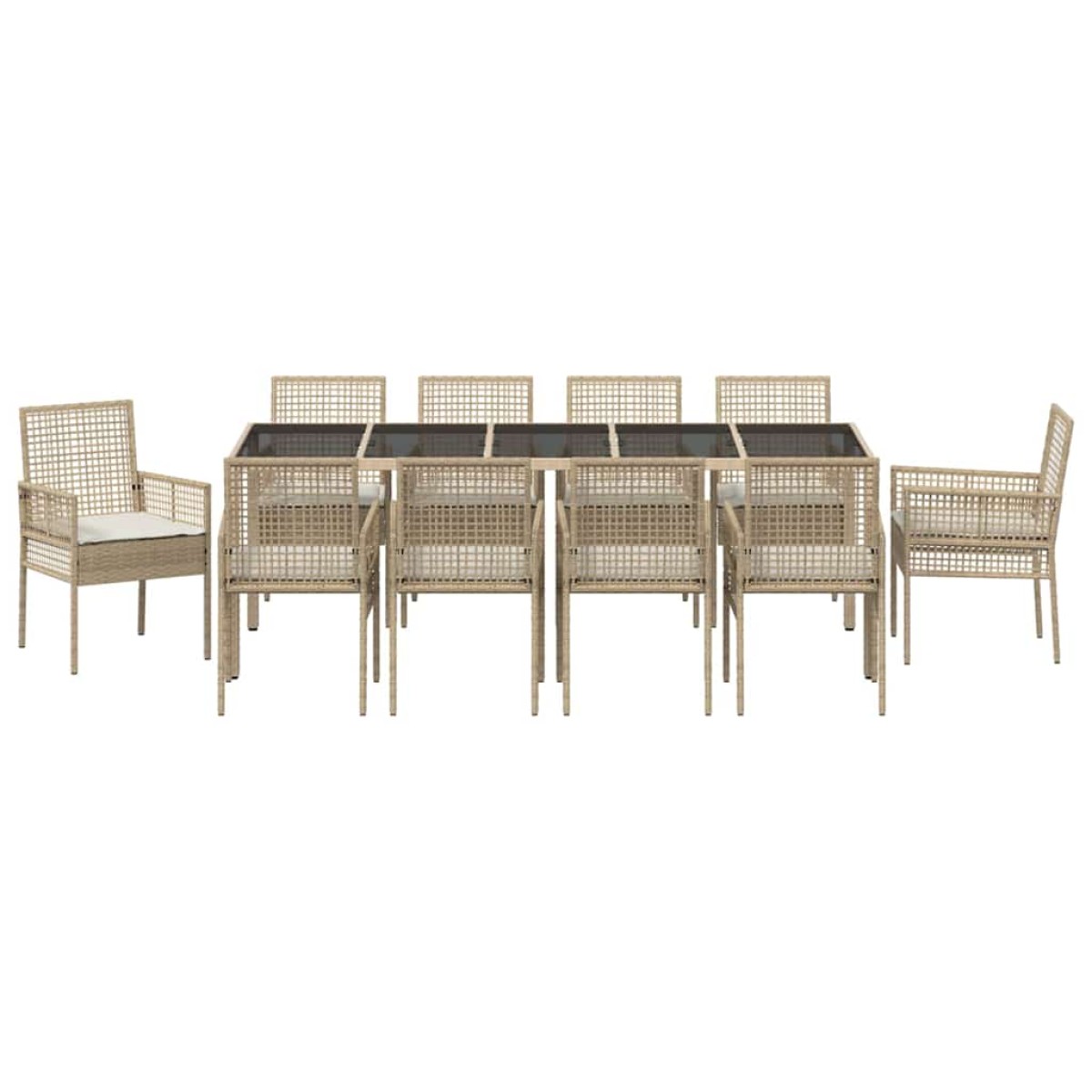 vidaXL Σέτ φαγητού για κήπο 11 τμχ. Μπεζ συνθετικό ρατάν