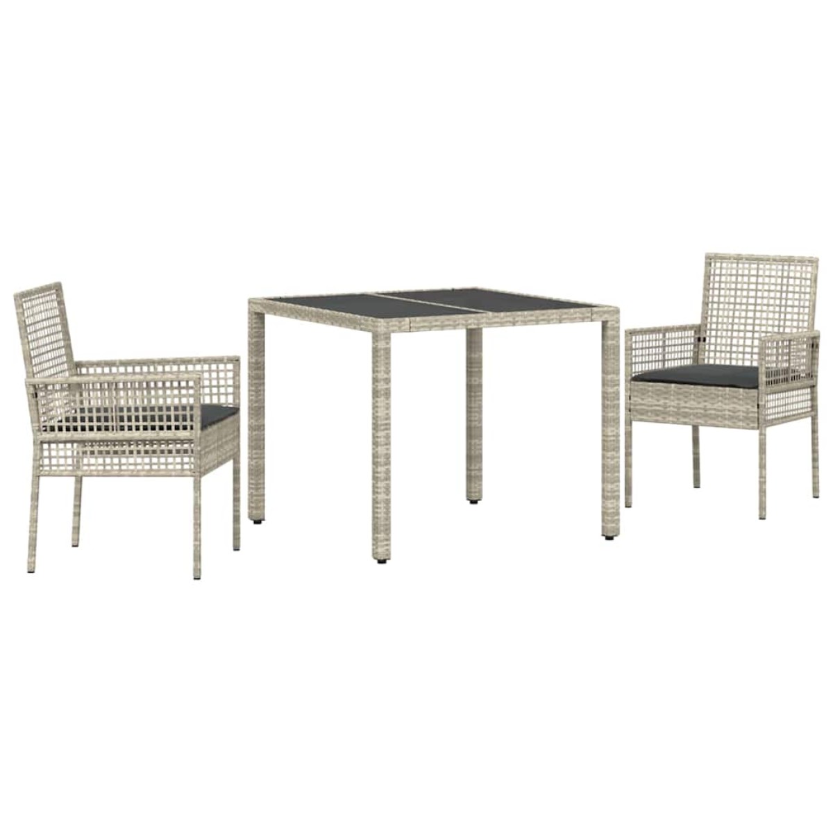 vidaXL Σέτ φαγητού για κήπο 3 τμχ. Ανοιχτό γκρι συνθετικό ρατάν